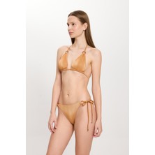 Kadın Ten Rengi Simli Küçük Üçgen Bikini Takımı 25SW030ST