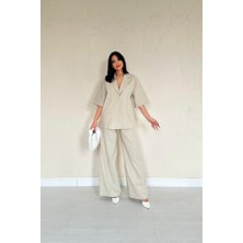 Deridün Yıldız Shoes Bej Önü Tek Düğmeli Ceket Pantolon Takım