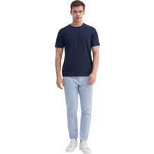 Erkek Slim Fit Bisiklet Yaka Pamuklu Düz Tişört 4623