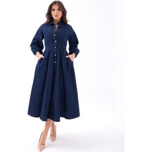 Deridün Yıldız Shoes 6707 Kot Elbise-Mavi