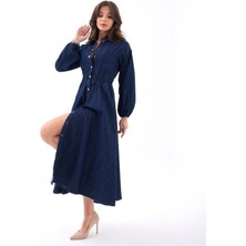 Deridün Yıldız Shoes 6707 Kot Elbise-Mavi
