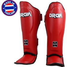 Dragondo DRGN-T51 Hakiki Deri Kaval Koruyucu Kırmızı Profesyonel Kickboks Kaval Koruyucu