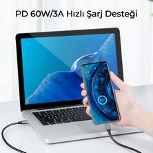 JEYI 50cm Type-C to Type-C USB 3.1 Gen2 10G  60W/3A Veri Şarj Kablosu