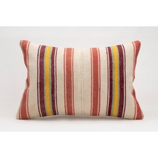 El Yapımı Kilimden Yapılmış Vintage Kırlent Kılıfı, Yün, 40X60 cm