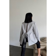 Deridün Yıldız Shoes Arkası Yırtmaç Detaylı Ceket - Gri