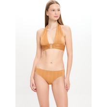 Kadın Ten Rengi Simli Büyük Üçgen Bikini Takımı 25SW040ST