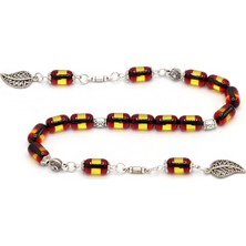 Sarı Kırmızı Sürmeli Alpaka Püsküllü Kapsül Kesim Toz Kehribar Zaza Tesbih 201024170