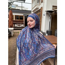 Kamer Scarf Etnomix Serisi Soft Pamuk Etnik Desen Şal Lacivert