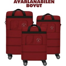 Bambus Home Premium Genişleyebilir 3 Körüklü Fermuarlı Tekerlekli El Valizi-Dev Boy Çanta