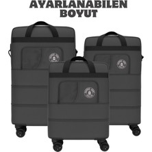 Bambus Home Premium Genişleyebilir 3 Körüklü Fermuarlı Tekerlekli El Valizi-Dev Boy Çanta