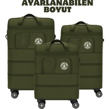 Bambus Home Premium Genişleyebilir 3 Körüklü Fermuarlı Tekerlekli El Valizi-Dev Boy Çanta