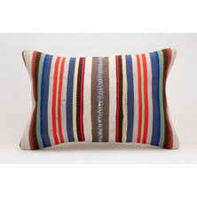 El Yapımı Kilimden Yapılmış Vintage Kırlent Kılıfı, Yün, 40X60 cm