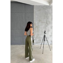 Deridün Yıldız Shoes Gabardin Palazzo Pantolon - Haki