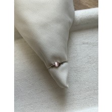 Minimal Pembe Kedi Gözü Ayarlanabilir Gümüş Tel Yüzük