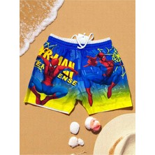 Milays Erkek Çocuk Karakter Baskılı Su Tutmaz Bel Bağcıklı Ağ Fileli Deniz ve Havuz Şortuz