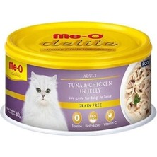Meo Delite Tahılsız Jöleli Ton Balıklı ve Tavuklu Yetişkin Konserve Kedi Maması 80 gr