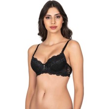 Belvü Dantel Detaylı Içi Boş Siyah Kadın Sütyen - 1113