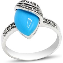 Firuze Taşlı 925 Ayar Gümüş Markazit Kadın Yüzük 201024204