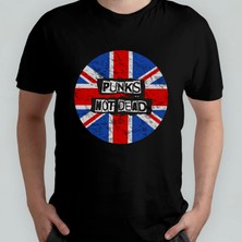 Pixxa Punk's Not Dead Unisex %100 Pamuklu Bisiklet Yaka T-Shirt Model 2