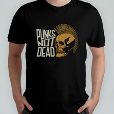 Pixxa Punk's Not Dead Unisex %100 Pamuklu Bisiklet Yaka T-Shirt Model 1