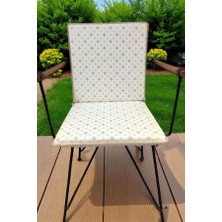 Duck Kumaş Bej Geometrik Desenli Sırtlı Sandalye Minderi