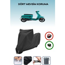 Breen Lambretta V125 Special Için Kilit Uyumlu Siyah Motosiklet Branda, Güvenli, Su Geçirmez