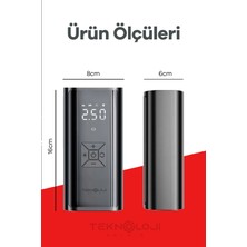 Oto Kompresör Şarjlı Taşınabilir Powerbank El Fenerli Araç Lastik Şişirme Pompası Flaşör Göstergeli