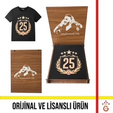 Galatasaray Lisanslı 2025 Şampiyonluk Özel Siyah Çocuk T-Shirt Hediye Icardi Ahşap Kutulu
