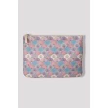 Lizys Pastel Yelpaze Desenli Clutch Portföy Çanta