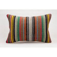 El Yapımı Kilimden Yapılmış Vintage Kırlent Kılıfı, Yün, 40X60 cm