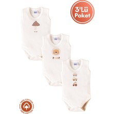 Erkek Bebek %100 Organik Pamuklu Bohem Baskılı 3-6-9-12 Ay 3lü Kolsuz Atlet Bebek Body Zıbın