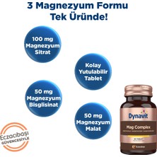 Dynavit  Mag Complex 60 Tablet 2'li Avantaj Paket - Magnezyum Kompleks (Malat-Sitrat-Bisglisinat)