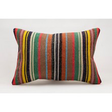 El Yapımı Kilimden Yapılmış Vintage Kırlent Kılıfı, Yün, 40X60 cm