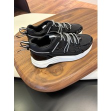 1100 Siyah Rugan Hakiki Deri Erkek Sneakers