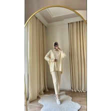 9105 - Şık Rahat Kadın Özel Ince Kumaş Pantolon Bluz Takımı