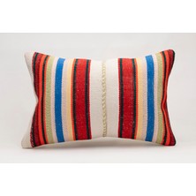 El Yapımı Kilimden Yapılmış Vintage Kırlent Kılıfı, Yün, 40X60 cm