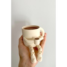 Obaco Kahve Köşesi Sevimli Biblo Seti 3lü Kahve Çekirdeği, Bej Kahve Kupası, Moka Pot, Coffee Set 8cm