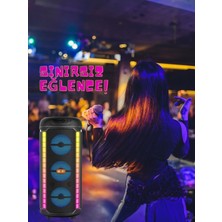 Teknoloji Gelsin Bluetooth Hoparlör 3x3ınç 40cm Stereo Effect Rgb Işık Parti Hoparlörü Speaker Karaoke Mikrofon Hediy