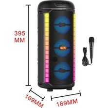 Teknoloji Gelsin Bluetooth Hoparlör 3x3ınç 40cm Stereo Effect Rgb Işık Parti Hoparlörü Speaker Karaoke Mikrofon Hediy