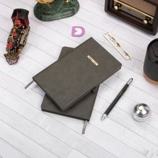 13X21 cm Füme Deri Sert Kapak Noktalı Tarihsiz Dikişli Defter