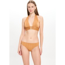 Kadın Ten Rengi Simli Büyük Üçgen Bikini Takımı 25SW040ST