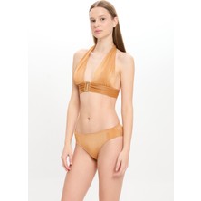 Kadın Ten Rengi Simli Büyük Üçgen Bikini Takımı 25SW040ST