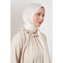 Krem Çiçek Desen Italyan Jakar Şal