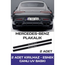 Tay Promosyon Mercedes-Benz  Yazılı Oto Plakalık Kişiye Özel Kırılmaz Siyah Uv Kabartmalı 2 Adet Takmatik