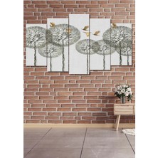 5 Parça Ağaçlar ve Kuşlar Duvar Dekoru Salon Oturma Yatak Odası Ofis Antre Için Tablo Seti