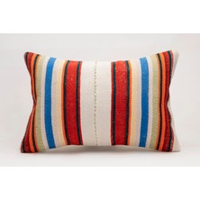 El Yapımı Kilimden Yapılmış Vintage Kırlent Kılıfı, Yün, 40X60 cm