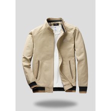 Nakış Armalı Mevsimlik Erkek Mont & Ceket Krem