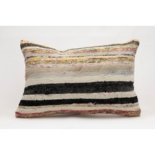 El Yapımı Kilimden Yapılmış Vintage Kırlent Kılıfı, Yün, 40X60 cm