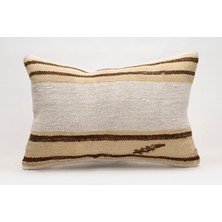 El Yapımı Kilimden Yapılmış Vintage Kırlent Kılıfı, Yün, 40X60 cm