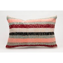 El Yapımı Kilimden Yapılmış Vintage Kırlent Kılıfı, Yün, 40X60 cm
